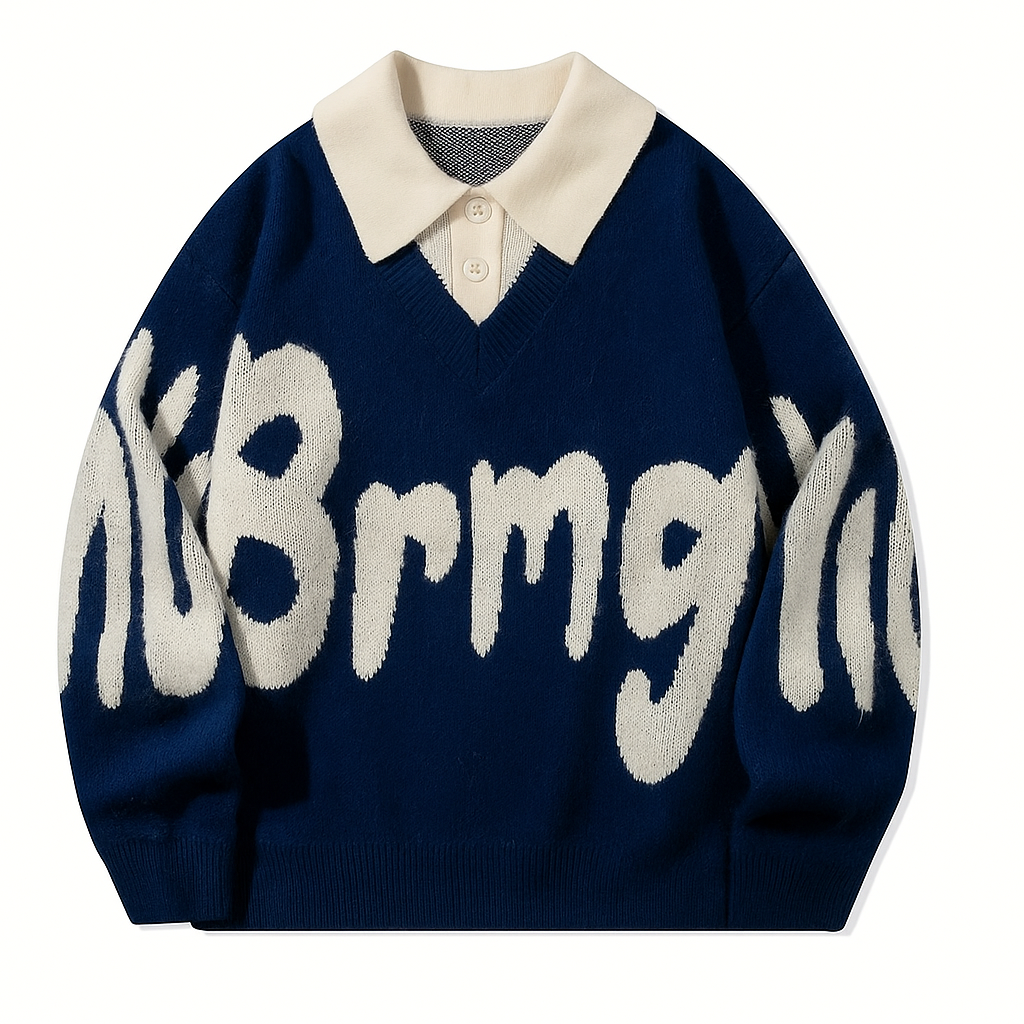 Men's Lapel College Loose Casual Sweatshirt