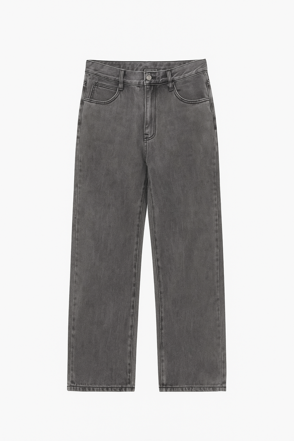 Men's Heavy-Wash Grey Oversized Wide-Leg Jeans