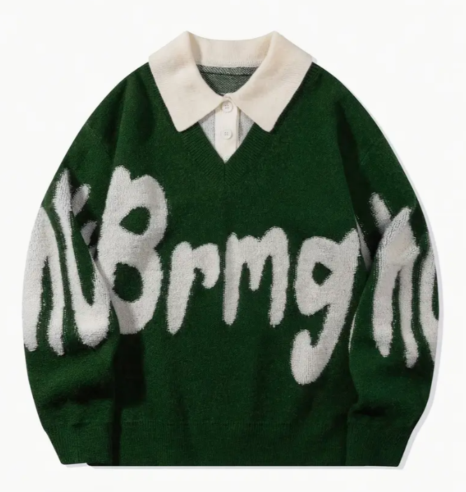 Men's Lapel College Loose Casual Sweatshirt